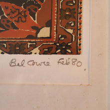 Load image into Gallery viewer, SCOTTISH ART: Rare Screenprint by Bel Cowie Entitled &quot;Red Geranium for an Oriental Carpet&quot;.  Signed and dated Feb &#39;80. RARE

