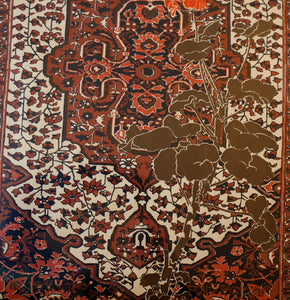SCOTTISH ART: Rare Screenprint by Bel Cowie Entitled "Red Geranium for an Oriental Carpet".  Signed and dated Feb '80. RARE