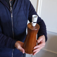 Load image into Gallery viewer, Vintage Scandinavian Style Teak Table Lamp  Height: 9 inches REWIRED &amp; WORKING
