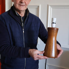 Load image into Gallery viewer, Vintage Scandinavian Style Teak Table Lamp  Height: 9 inches REWIRED &amp; WORKING
