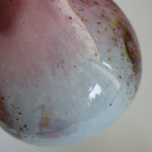 Load image into Gallery viewer, SCOTTISH GLASS. MONART Vase. SA Shape. Mottled Pale Blue, Pink with Swirls &amp; Lots of Gold Aventurine Flakes. 7 inches high
