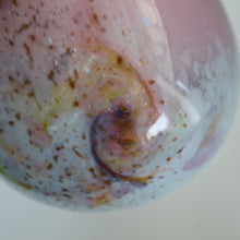 Load image into Gallery viewer, SCOTTISH GLASS. MONART Vase. SA Shape. Mottled Pale Blue, Pink with Swirls &amp; Lots of Gold Aventurine Flakes. 7 inches high
