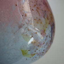 Load image into Gallery viewer, SCOTTISH GLASS. MONART Vase. SA Shape. Mottled Pale Blue, Pink with Swirls &amp; Lots of Gold Aventurine Flakes. 7 inches high
