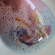 Load image into Gallery viewer, SCOTTISH GLASS. MONART Vase. SA Shape. Mottled Pale Blue, Pink with Swirls &amp; Lots of Gold Aventurine Flakes. 7 inches high
