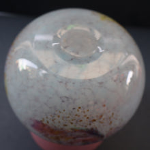 Load image into Gallery viewer, SCOTTISH GLASS. MONART Vase. SA Shape. Mottled Pale Blue, Pink with Swirls &amp; Lots of Gold Aventurine Flakes. 7 inches high
