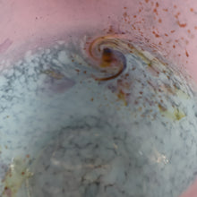 Load image into Gallery viewer, SCOTTISH GLASS. MONART Vase. SA Shape. Mottled Pale Blue, Pink with Swirls &amp; Lots of Gold Aventurine Flakes. 7 inches high
