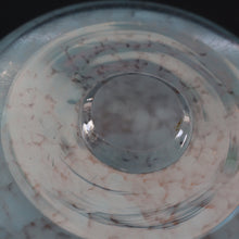 Load image into Gallery viewer, SCOTTISH GLASS. Very Large MONART Glass Vase. Bulbous Shape (MF). Mottled Pale Blue with Peach Flecks. 10 1/2 inches high
