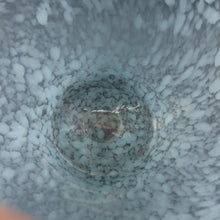 Load image into Gallery viewer, SCOTTISH GLASS. Very Large MONART Glass Vase. Bulbous Shape (MF). Mottled Pale Blue with Peach Flecks. 10 1/2 inches high
