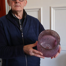 Load image into Gallery viewer, SCOTTISH GLASS. Large MONART Glass Vase. SA Shape. Mottled Pale Pink, Blush Pink and Purple &amp; Lots of Copper Aventurine Flakes. 8 inches high
