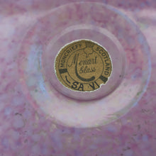 Load image into Gallery viewer, SCOTTISH GLASS. Large MONART Glass Vase. SA Shape. Mottled Pale Pink, Blush Pink and Purple &amp; Lots of Copper Aventurine Flakes. 8 inches high
