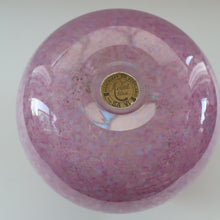 Load image into Gallery viewer, SCOTTISH GLASS. Large MONART Glass Vase. SA Shape. Mottled Pale Pink, Blush Pink and Purple &amp; Lots of Copper Aventurine Flakes. 8 inches high
