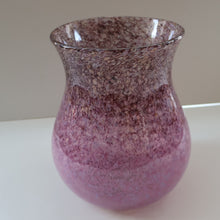 Load image into Gallery viewer, SCOTTISH GLASS. Large MONART Glass Vase. SA Shape. Mottled Pale Pink, Blush Pink and Purple &amp; Lots of Copper Aventurine Flakes. 8 inches high
