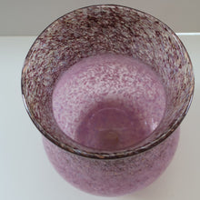 Load image into Gallery viewer, SCOTTISH GLASS. Large MONART Glass Vase. SA Shape. Mottled Pale Pink, Blush Pink and Purple &amp; Lots of Copper Aventurine Flakes. 8 inches high
