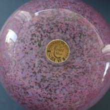 Load image into Gallery viewer, SCOTTISH GLASS. Large MONART Glass Vase. SA Shape. Mottled Pale Pink, Blush Pink and Purple &amp; Lots of Copper Aventurine Flakes. 8 inches high
