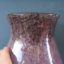 Load image into Gallery viewer, SCOTTISH GLASS. Large MONART Glass Vase. SA Shape. Mottled Pale Pink, Blush Pink and Purple &amp; Lots of Copper Aventurine Flakes. 8 inches high
