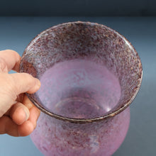 Load image into Gallery viewer, SCOTTISH GLASS. Large MONART Glass Vase. SA Shape. Mottled Pale Pink, Blush Pink and Purple &amp; Lots of Copper Aventurine Flakes. 8 inches high
