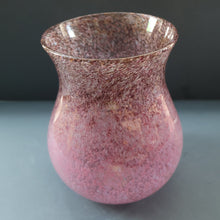 Load image into Gallery viewer, SCOTTISH GLASS. Large MONART Glass Vase. SA Shape. Mottled Pale Pink, Blush Pink and Purple &amp; Lots of Copper Aventurine Flakes. 8 inches high
