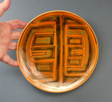 Load image into Gallery viewer, 1960s POOLE Shallow Dish or Bowl. Fantastic Abstract Design with Studio Pottery Stamp on Base
