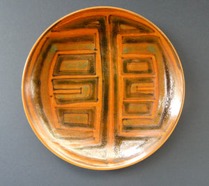 1960s POOLE Shallow Dish or Bowl. Fantastic Abstract Design with Studio Pottery Stamp on Base