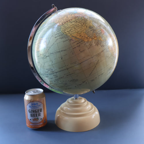 1930s Terrestrial Globe by Geographica Ltd. ART DECO Desk Top Spinning Globe