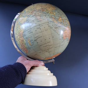 1930s Terrestrial Globe by Geographica Ltd. ART DECO Desk Top Spinning Globe