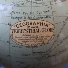 Load image into Gallery viewer, 1930s Terrestrial Globe by Geographica Ltd. ART DECO Desk Top Spinning Globe
