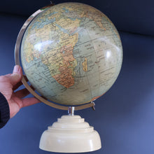 Load image into Gallery viewer, 1930s Terrestrial Globe by Geographica Ltd. ART DECO Desk Top Spinning Globe
