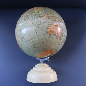 1930s Terrestrial Globe by Geographica Ltd. ART DECO Desk Top Spinning Globe
