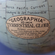 Load image into Gallery viewer, 1930s Terrestrial Globe by Geographica Ltd. ART DECO Desk Top Spinning Globe
