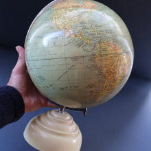 Load image into Gallery viewer, 1930s Terrestrial Globe by Geographica Ltd. ART DECO Desk Top Spinning Globe
