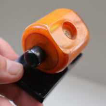 Load image into Gallery viewer, Extremely Rare 1930s Art Deco NO TRUMPS Amber / Butterscotch BAKELITE Marker with Rotating Wheel
