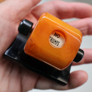 Extremely Rare 1930s Art Deco NO TRUMPS Amber / Butterscotch BAKELITE Marker with Rotating Wheel