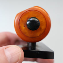 Load image into Gallery viewer, Extremely Rare 1930s Art Deco NO TRUMPS Amber / Butterscotch BAKELITE Marker with Rotating Wheel

