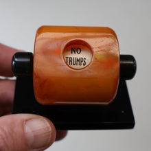 Load image into Gallery viewer, Extremely Rare 1930s Art Deco NO TRUMPS Amber / Butterscotch BAKELITE Marker with Rotating Wheel
