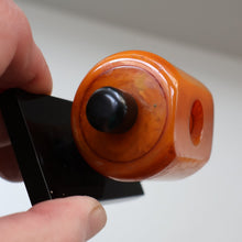 Load image into Gallery viewer, Extremely Rare 1930s Art Deco NO TRUMPS Amber / Butterscotch BAKELITE Marker with Rotating Wheel

