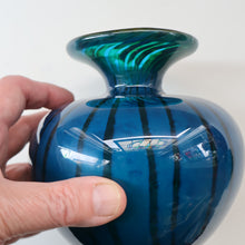 Load image into Gallery viewer, Early 1970s Signed Mdina Glass Vase (Ming Pattern). Unusual colours &amp; nice squat shape with flared trumpet neck
