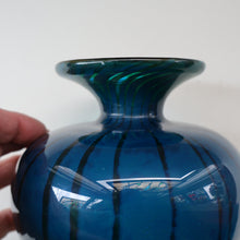Load image into Gallery viewer, Early 1970s Signed Mdina Glass Vase (Ming Pattern). Unusual colours &amp; nice squat shape with flared trumpet neck
