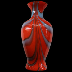 Large Bulbous Italian V.B Opaline ZEBRA Stripe Glass Vase. 13 1/4 inches in height 