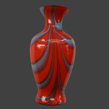 Load image into Gallery viewer, Large Bulbous Italian V.B Opaline ZEBRA Stripe Glass Vase. 13 1/4 inches in height 
