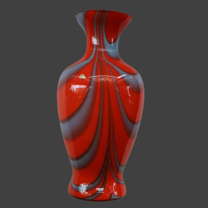 Large Bulbous Italian V.B Opaline ZEBRA Stripe Glass Vase. 13 1/4 inches in height 