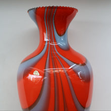 Load image into Gallery viewer, Large Bulbous Italian V.B Opaline ZEBRA Stripe Glass Vase. 13 1/4 inches in height 
