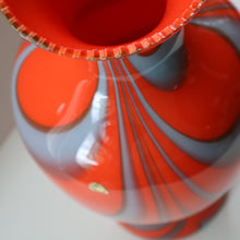 Load image into Gallery viewer, Large Bulbous Italian V.B Opaline ZEBRA Stripe Glass Vase. 13 1/4 inches in height 
