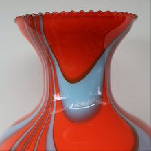 Load image into Gallery viewer, Large Bulbous Italian V.B Opaline ZEBRA Stripe Glass Vase. 13 1/4 inches in height 
