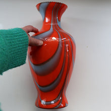 Load image into Gallery viewer, Large Bulbous Italian V.B Opaline ZEBRA Stripe Glass Vase. 13 1/4 inches in height 
