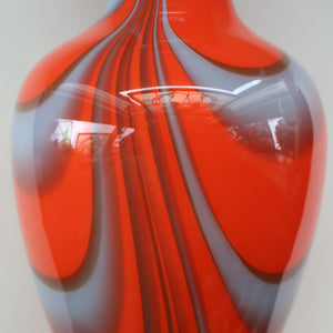 Large Bulbous Italian V.B Opaline ZEBRA Stripe Glass Vase. 13 1/4 inches in height 