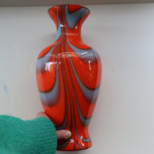 Load image into Gallery viewer, Large Bulbous Italian V.B Opaline ZEBRA Stripe Glass Vase. 13 1/4 inches in height 
