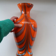 Load image into Gallery viewer, Large Bulbous Italian V.B Opaline ZEBRA Stripe Glass Vase. 13 1/4 inches in height

