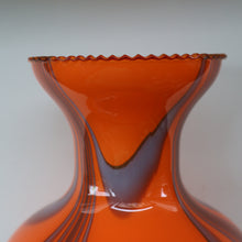 Load image into Gallery viewer, Large Bulbous Italian V.B Opaline ZEBRA Stripe Glass Vase. 13 1/4 inches in height
