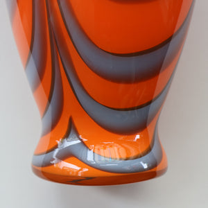 Large Bulbous Italian V.B Opaline ZEBRA Stripe Glass Vase. 13 1/4 inches in height