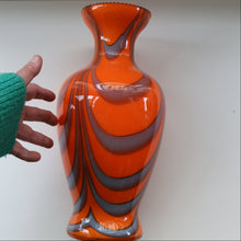 Load image into Gallery viewer, Large Bulbous Italian V.B Opaline ZEBRA Stripe Glass Vase. 13 1/4 inches in height
